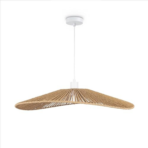 Paco Home LED Pendellampe Wohnzimmer Pendelleuchte Esszimmer Hängeleuchte Küche Lampenschirm Papier Deko Boho Style E27, Farbe:Weiß, Leuchtenart___Farbe:Typ 1
