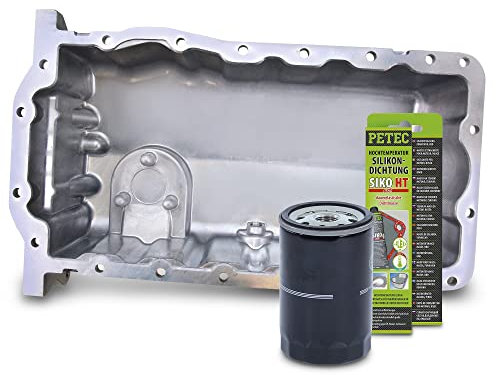 ATEC Germany 1x Ölwanne Aluminium, 1x 70 ml Hochtemperatursilikon, 1x Ölfilter Kompatibel mit A udi A3, SEAT CORDOBA, IBIZA, LEON, TOLEDO, SKODA FABIA 1, OCTAVIA 1, VW BORA, GOLF 4, NEW BEETLE, POLO
