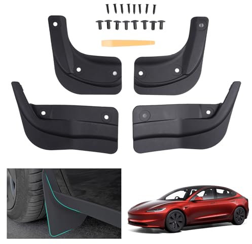 GAFAT Tesla Model 3 2024-2025 2026 Parafanghi, Nuovo Tesla Model 3 Highland 2024 Paraspruzzi non Necessaria Perforare, Forte Tenacità, Durevole, Accessori Tesla Model 3 [OEM Originale] (4 Pezzi)
