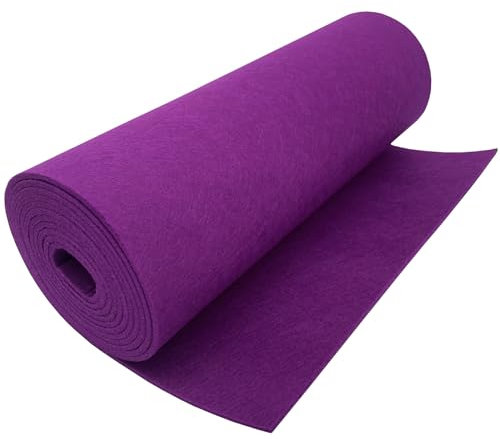 EDGEAM Filzstoff Filzrolle 30cm x 250cm Bastelfilz Polyester Filz 3mm Dick für Filzunterlage Deko Filzmatte DIY Aufbewahrungstasche Patchwork Nähen Filz zum Basteln (lila, 30cm x 250cm)