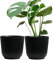 Olly & Rose Oxford Plant Pot Planter Plastic - Pack of 2 - Indoor and Outdoor Flower Pots for Garden and Home - Toughened Resin Plant Pots (Black, 22cm)