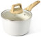 GiPP Nonstick Sauce Pan with Lid - 2.5L Small Sauce Pot Non Stick Cooking Pot with Stay-Cool Handle, Kitchen Pots Granite Saucepan Induction Compatible, PFOA Free(White, 18cm)