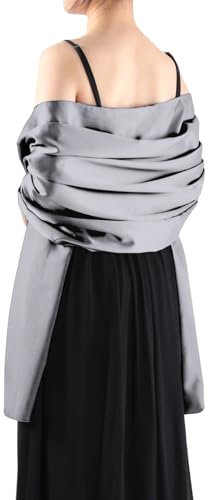 AOCZZ Schals für Damen Seide Satin Stola Sommerschal für Abendkleid Brautkleider Stola Damen Festlicher Bolero Silber (Silber)