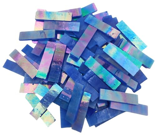 Lot de 4 carreaux de mosaïque en verre teinté irisé de 1 cm - 200 ml - Fait à la main - Pour travaux manuels, assiettes, cadres photo, pots de fleurs, bijoux et plus encore - Décoration mosaïque