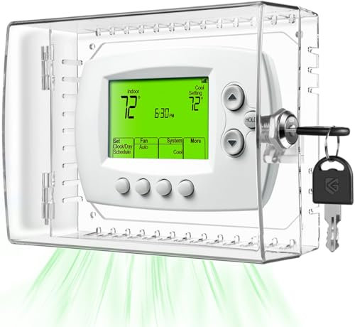 TRJ Large Thermostat Lock Box with Key, Clear Thermostat Cover with Lock for Thermostat on Wall, Lockable Thermostat Lock Box Cover, AC Lock Box Cover with Key Fit Thermostats 4 H x 6 W or Smaller