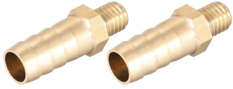 METALLIXITY Ottone Tubo Barra Raccordo (M8-1 Maschio x 10mm Spinato) 2pz, Tubo Tubo Connettore - per Carburante Aria Acqua Olio Gas