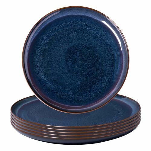 Villeroy & Boch like. by Crafted Denim - Set di 6 piatti piani, 29 cm, in porcellana di alta qualità, colore: Blu