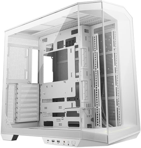 MSI MAG PANO 100L PZ White - Premium Mid-Tower Gaming PC Case - Tempered Glass Side Panel - Liquid Cooling Support up to 360mm Radiator - White Color Case
