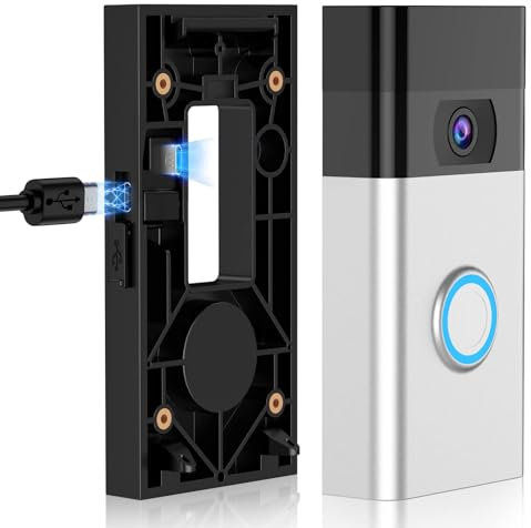 RIOVO No Drill Charger Doorbell Mount for Video Doorbell (2nd Gen), with Charging Port Mounting Bracket Doorbell Holder Accessories Kits for Apartments Office Houses Door