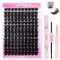 Fadlash Kit Pestañas Postizas Individuales 0.07 D 12-18mm 200D DIY Pestañas Kit de Extensión De Pestañas de Pegamento y Sellado Pinzas Racimo Suaves Pestañas para Diy en Casa