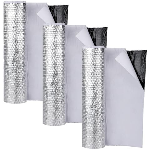 Putentfun Alubutyl 3 Rolle x 2mm x 50 cm x 400 cm = 6 qm Anti Dröhn Dämmmatte selbstklebend Auto Dämmung - KFZ Lärmschutz, Schalldämmung und Schallschutz（3 Rolle）