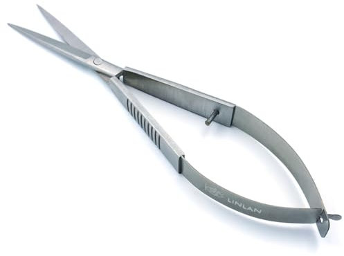 LINLAN Aquarienpflanzenschere mit Feder für präzises Trimmen, Edelstahl mit erstklassigem Rückstellgefühl, ideal für Aquatische Farne und Microsorum Pteropus in bepflanzten Aquarien (Gerade, Silber)