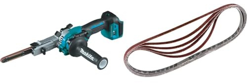 Makita DBS180Z Akku-Bandfeile 18 V (ohne Akku, ohne Ladegerät) & Schleifbänder 9 x 533 mm für Holz Metall/Stückzahl: 5/Körnung: 60 p-43