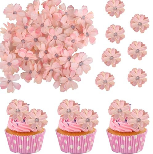 Xsstarmi 30 Pack Mini Daisy Flower Cupcake Toppers Artificial Flower Silk Daisy Cupcake Picks DIY Garden Wedding Cake Decorations for Baby Shower Wedding Bithday Party Supplies