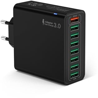Tupneuf USB Ladegerät, 40W ladeadapter 8 Ports USB Stecker für 15 14 13 12 11 X, Samsung, Huawei, Xiaomi, Schnellladegerät Mehrfach Netzteil Netzstecker Ladestecker Stromadapter Steckdosenadapter