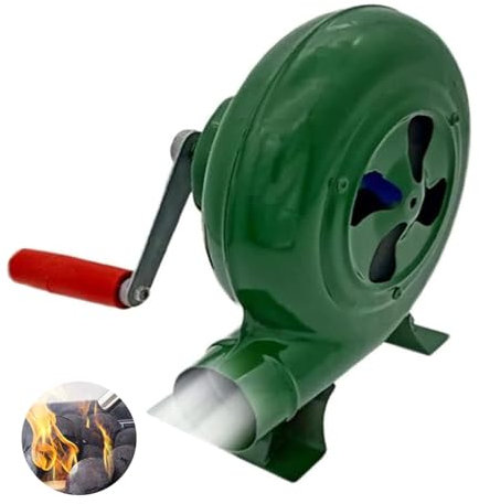 JOUFNING Ventola Barbecue Manuale - Soffiatore per Barbecue, Accendino Portatile A Carbone, Ventilatore Manuale per Popcorn con Ingranaggi in Ferro, con Manovella, per Campeggio/Picnic(350W)