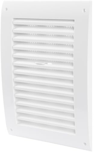 Repa Market White Adjustable Ventilation Grill - Louvered Air Vent Covers for Walls, Ceiling Outside and Inside - 250 x 170 mm / 9.84 x 6.69 Inch - Bathroom, Shed Ventilation Cover with Mesh Screen