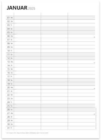 PuK Planer für Zwei 2025 | Paarplaner Familienkalender 3 Spalten | Paarkalender 2025 DIN A4 Block | Feiertage und Kalenderwochen | Partnerkalender Kalenderblock 2025 (Block)