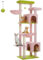 PAWZ Road Großer Kratzbaum, 175 cm mehrstöckiger Kratzturm, Katzenturm für große Katzen, Katzenhaus mit 5 Sisal-Kratzsäulen, 2 Katzentoiletten, Korb, Hängematte und Plüsch-Sitzstangen Rosa