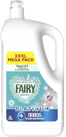 Fairy Platinum + Stain Remover Liquid, 4.34L (140 Wash)