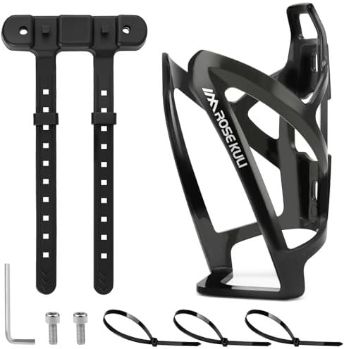 Flaschenhalter Fahrrad - Fahrradzubehör trinkflaschenhalter, inklusive Gurte für Rohre mit Durchmesser bis 22-55 mm, für MTB und Rennräder, Schwarz