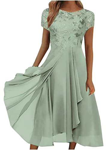 uxxnjfg Vestido Invitada Boda Fiesta Elegantes Boho Vestido Largo Mujer Verano Fiesta Manga Corta Coctel Invitada Boda Ropa Elegante Primavera Prom Dress