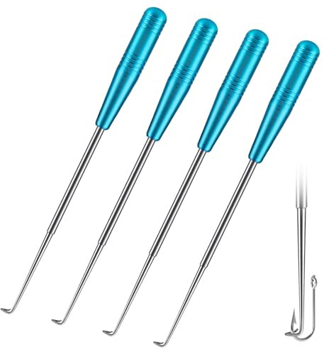 oruola 4 Pcs Disgorger Fishing,Fish Hook Remover,16 cm Stainless Steel Quick Release Disgorger Fishing Tool with Storage Tube,Portable Durable & Rust-Resistant for All Fish Types,Blue