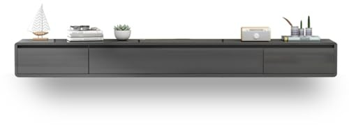 Meuble TV Mural Gris avec 2 tiroirs et étagère - Console multimédia Murale pour Petits Appartements, Rangement élégant sous Le téléviseur, Design Moderne de 120 cm