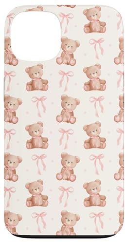 Cute Teddy Bear Coquette Pink Bow Kawaii Girly Aesthetic Case for iPhone 13