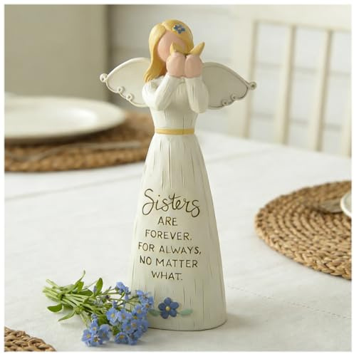 Sisters Angel Figurine, Resin Butterfly Keepsake Home Decor Gift | Meaningful Accent For Shelves, Mantels, Desks And Sister Gifts