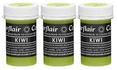 Sugarflair Kiwi Pastel Food Colouring Paste, Highly Concentrated for Use with Sugar Pastes, Buttercream, Royal Icing or Cake Mix, Subtle Colour Dye - 25g (Pack of 3)