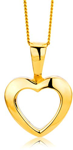 Orovi Halskette Damen Gelbgold 9 Karat / 375 Gold Kette mit Herz Kette 45 cm