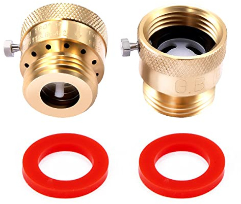 Litorange 2 Pack Brass 3/4 Inch GHT Hose Bibb Connector Backflow Preventer Vacuum Breaker