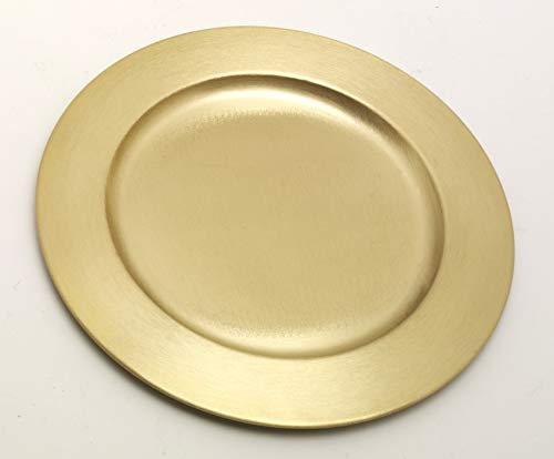 Kerzenteller, Dekoteller Messing Gold matt satiniert, Innen Ø 11 cm, Außen Ø 17 cm für Kerzen