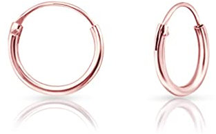 Orecchini a Cerchio 10 mm Uomo Donna - Cerchietti Orecchini Piccoli Argento 925 Placcati Oro Rosa 18K - Helix Orecchino - Cerchietto Naso
