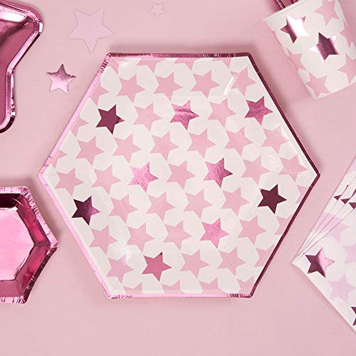 Premium Weddings Pappteller Sterne rosa pink metallic 23 cm 8 Stück