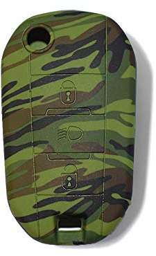 Coque de Silicone Cover Clé pour Télécommande Citroen Cactus C3 C4 C5 C6 C8 C4L DS3 DS4 DS5 Picasso Xsara Peugeot 208 301 308 408 508 2008 3008 5008 RCZ - 3 Boutons (Camouflage)