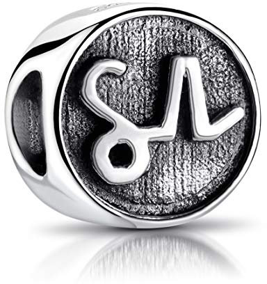 MATERIA Sternzeichen Steinbock Anhänger Silber 925 - Beads Perle Charms für Armband oder Kette antik schwarz #558