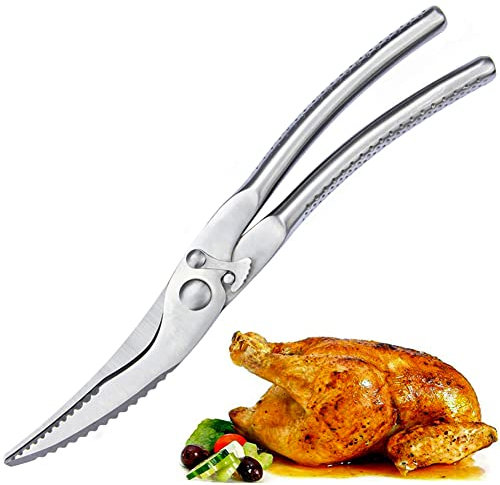 Dnifo Kitchen Scissors Heavy Duty, Stainless Steel Poultry Shears Multifunctional, Premium Spring Loaded Food Scissors for Cutting Bone, Chicken, Fish, Seafood, Meat, Vegetables and so on.