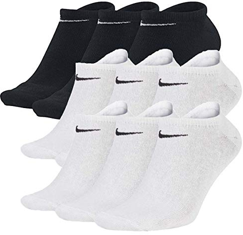 Nike 9 Pairs of Trainer Socks No Show Socks Black / White / Multicoloured, Black / White / White, 38-42