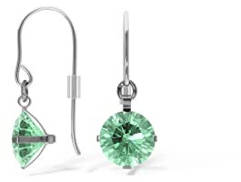 TIABELLE – Ohrhänger ENYA aus Titan mit funkelnden Swarovski® Zirconias – Silberfarbene Ohrringe hängend für Damen – allergenfrei & hautverträglich – Handmade in Germany (8,8mm ø | Green)