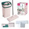 York Flachmopp Handy | Wischmopp Set mit Eimer Zweikammer | Innovativ Automatisches Auspresssystem | Eimer Kapazität 6 Liter Moppabmessungen 31x12cm Klappbarer Griff Länge 120cm | Rosa-Grün…