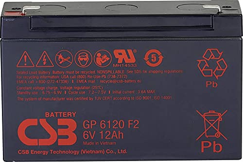 CSB Battery GP 6120 Standby USV GP6120F2 Bleiakku 6V 12Ah Blei-Vlies (AGM) (B x H x T) 151 x 101 x 50mm Flachstecker 4.8 mm