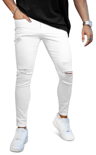 GINGTTO Hombre Vaqueros Skinny Elásticos Pantalón Stretch Denim Jean | Súper Elástico, Pierna Cónica, Adecuado Para Ocio, Trabajo, Citas