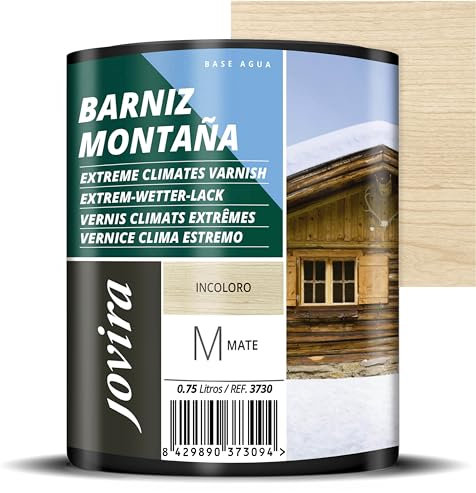 JOVIRA PINTURAS Barniz Montaña al Agua, para el cuidado y la decoración de maderas en exterior. (750 Mililitros, Mate)