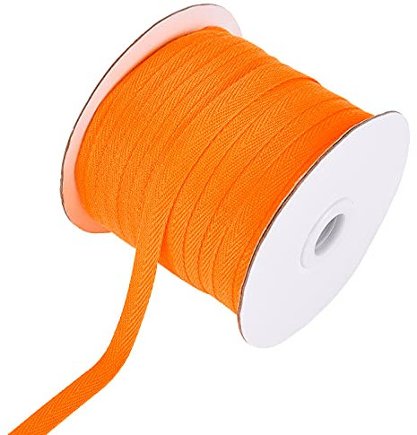 NBEADS 80 Yards(73.15m)/Roll Cotton Baumwolle gurtband, 10mm Breite Tape Bänder Fischgräten-Baumwoll-Webbings Flache Fischgrätenschnüre Aus Baumwolle Zum Stricken von DIY-Basteln, Orange