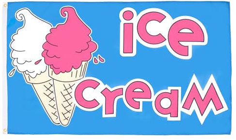AZ FLAG - Flagge EIS - 90x60 cm - Ice Cream Fahne 100% Polyester mit Messing-Ösen - UV-beständig - Vives Farben - 50g