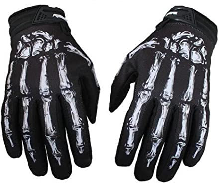 1 Stück Draußen Handschuhe Motorrad Handschuhe Fitness Bike Schädel Knochen Skelett Gothic Volle Finger Reiten Handschuhe Radfahren Schwarz