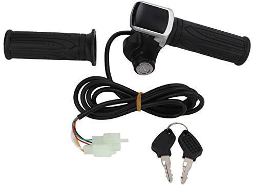 Elektrofahrrad Gasgriff, Universal Elektrofahrrad Twist Gasgriff Antirutsch LED-Anzeige Gasgriff mit Schlüssel Elektroroller