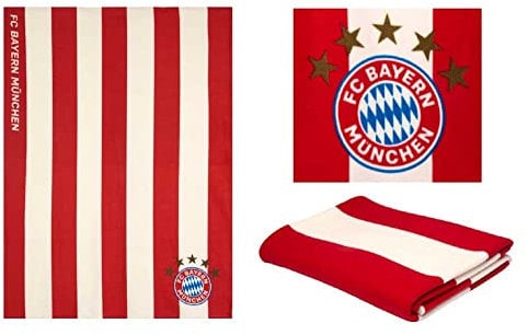 FC Bayern München Kuscheldecke rot-weiß gestreift Decke Fleecedecke FCB